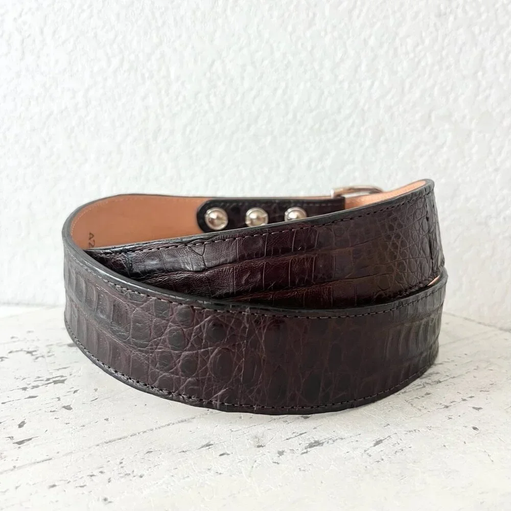 NEW Rod Patrick Boots Mens Western Belt 1.5 in Taper 42 in Brown Caiman Leather